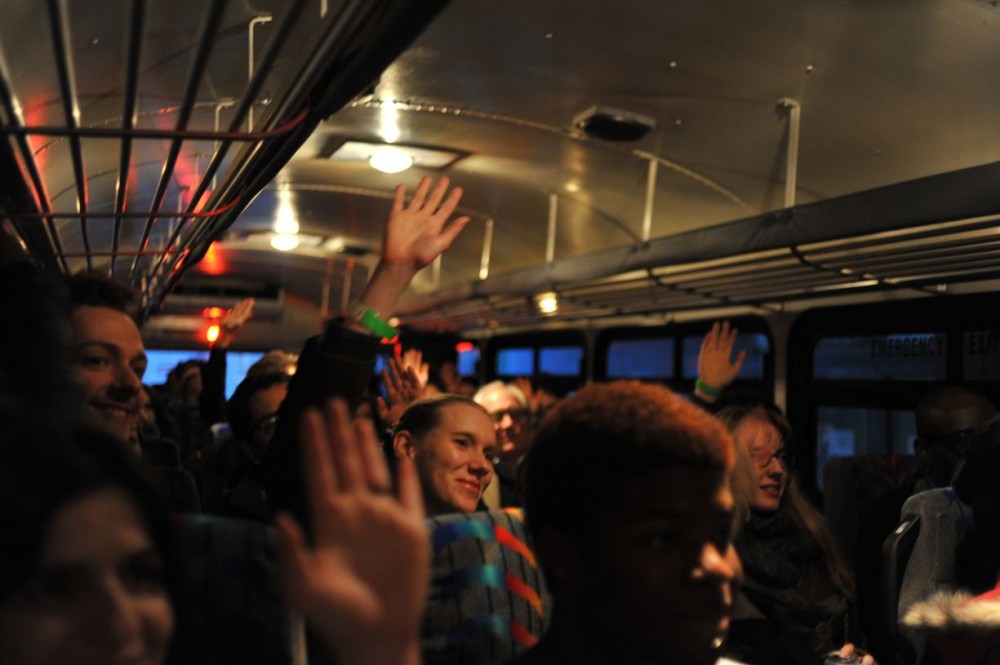 <p><em>Experience Economies 6: Innovate or Die,</em> 2012. Bus Tour, Cambridge and Boston, MA. Photo: David DiMaria.</p>