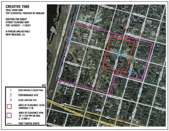 <p>Street closure plan in the Lower Ninth by Gavin Kroeber, 2007.</p>